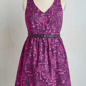Retro Modcloth 1x Folks and Dreams Purple Dress